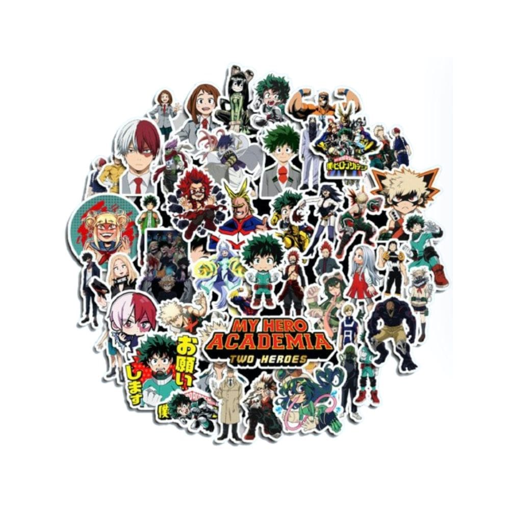 Pacote de adesivos My Heros Academias Anime 50 unidades de 3-8 cm