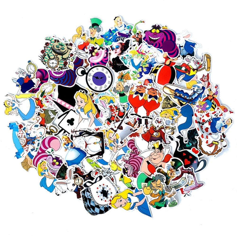Pacote de adesivos Alices In Wonderlands Anime 70 unidades