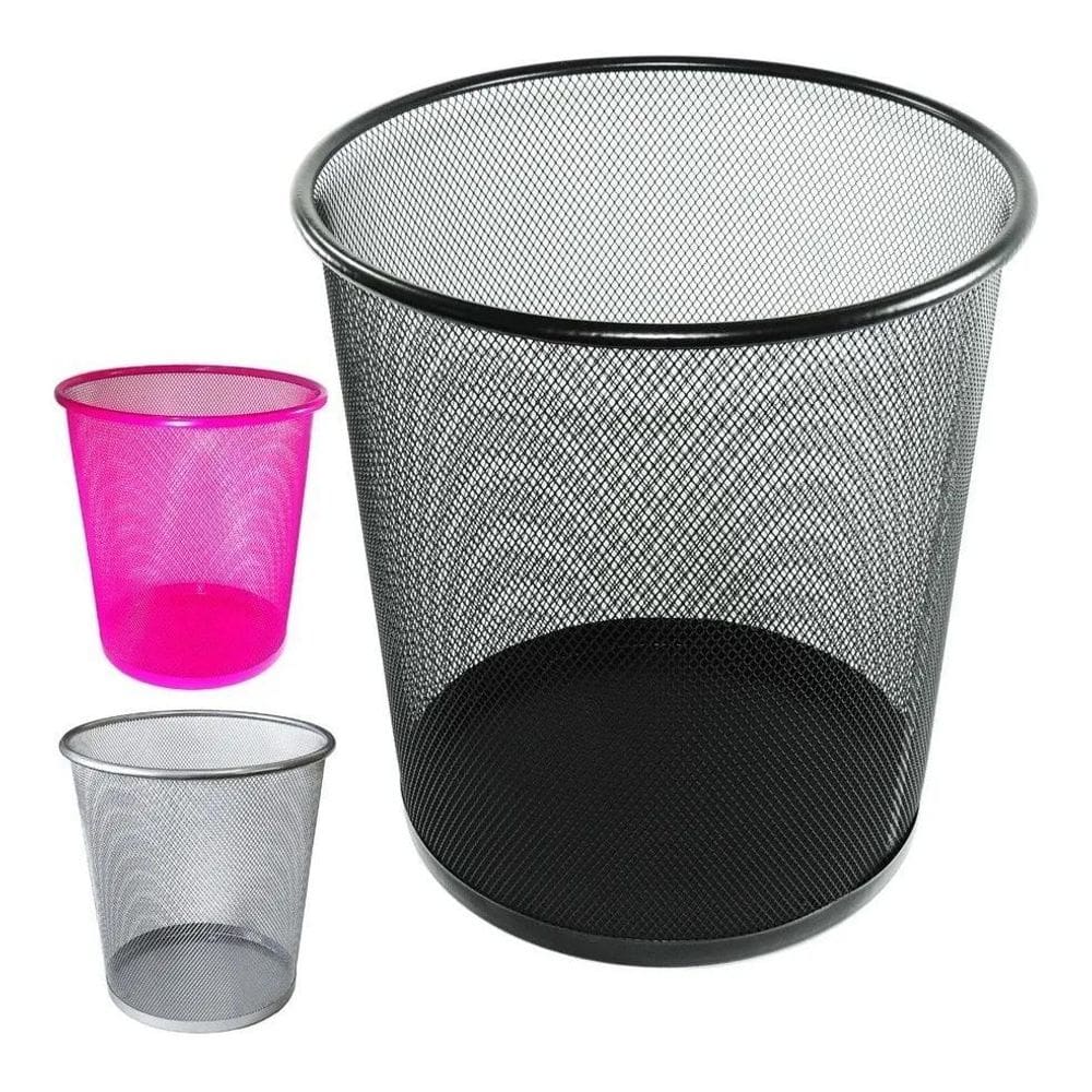 2X Lixeira Metal Aramado Telada Cesto Lixo Escritório 12 Lit