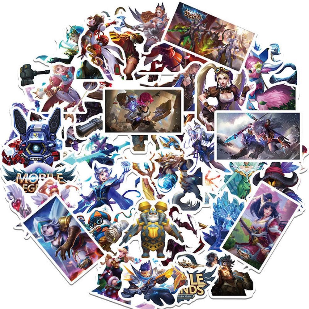 Pacote de adesivos Mobile Legends Anime 50 unidades de 3 a 8 cm à prova d`água