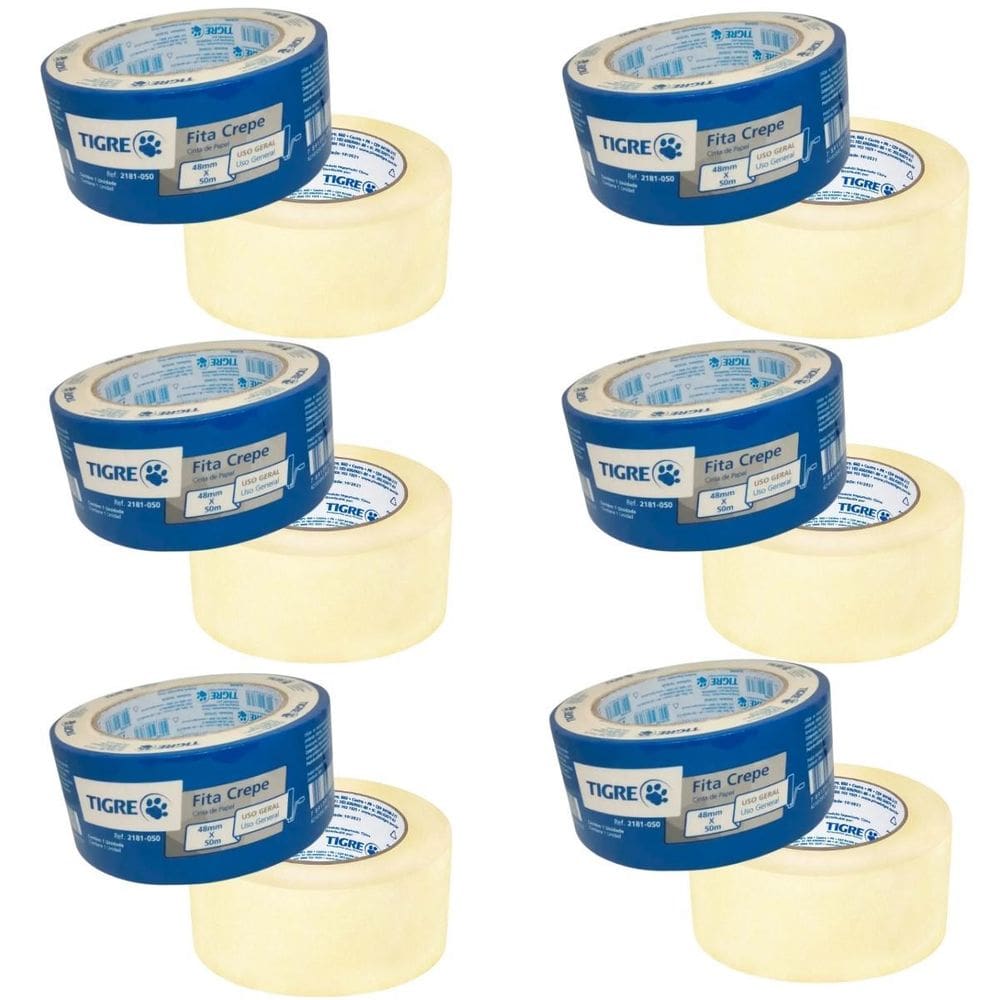 Fita Crepe Uso Geral Pintura 48Mmx50M Kit 6 Un