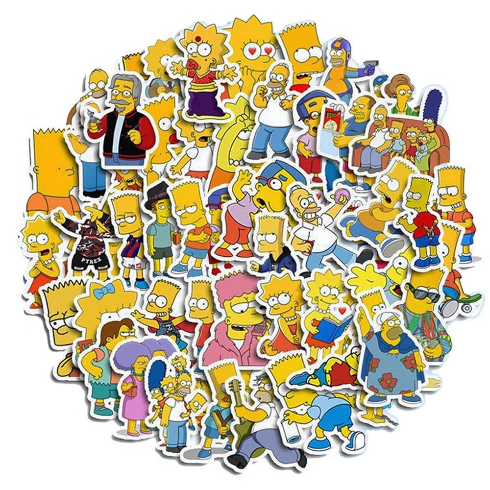 Pacote de adesivos Simpsons Anime 50 unidades de vinil impermeável de 3-8 cm