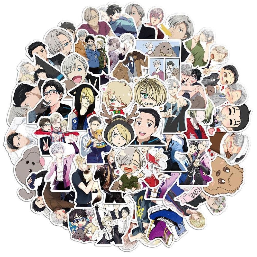 Adesivos Yuris On Ices Anime, pacote de 50 peças, desenho animado decorativo S