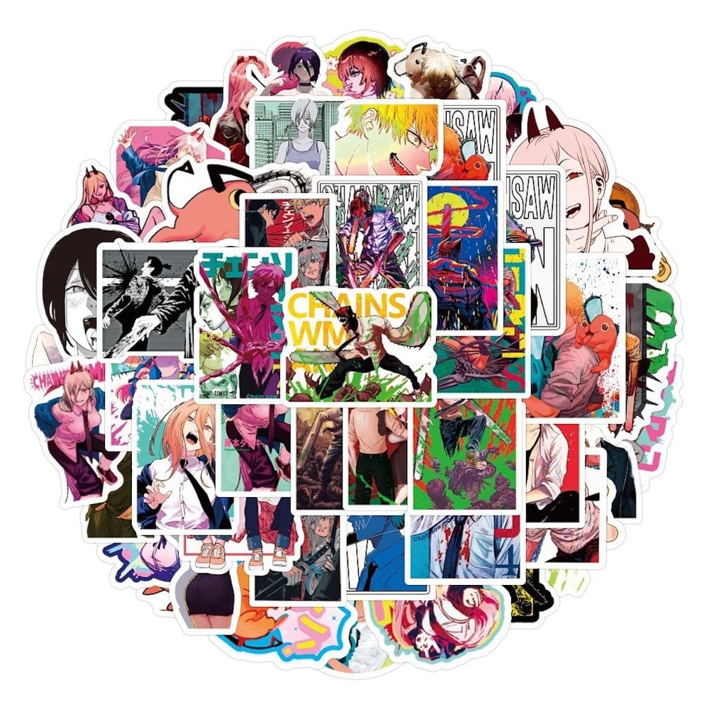 Pacote de adesivos Chainsaws Mans Anime 50 unidades de papel de 4-8 cm