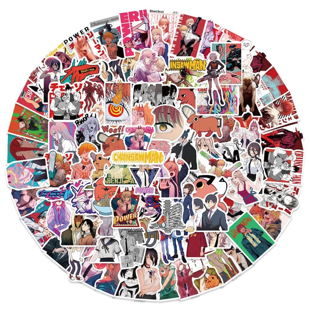Pacote de adesivos Chainsaws Mans Anime 100 unidades de 3-8 cm