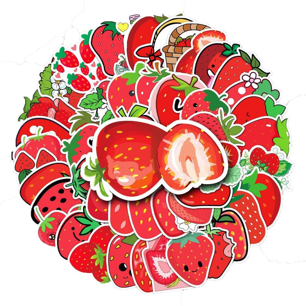 Adesivos de vinil impermeáveis, adesivos de anime, morango, 50 unidades