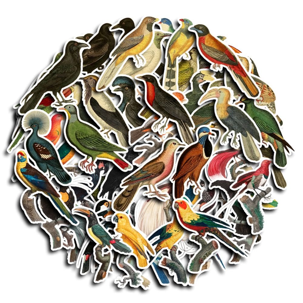 Adesivos, 60 unidades/lote, pássaros, animais, vinil impermeável, anime Stic