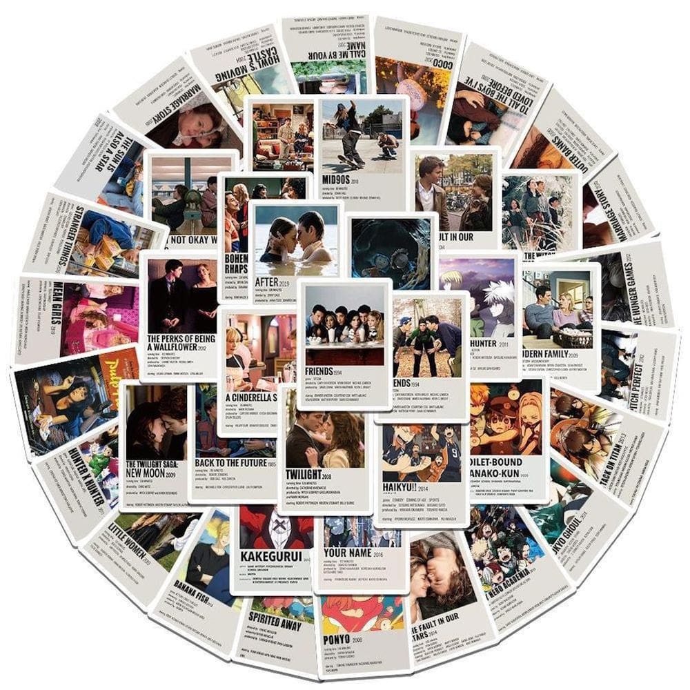 Pacote de adesivos: 51 unidades de filme clássico, pôsteres de anime de 3 a 8 cm