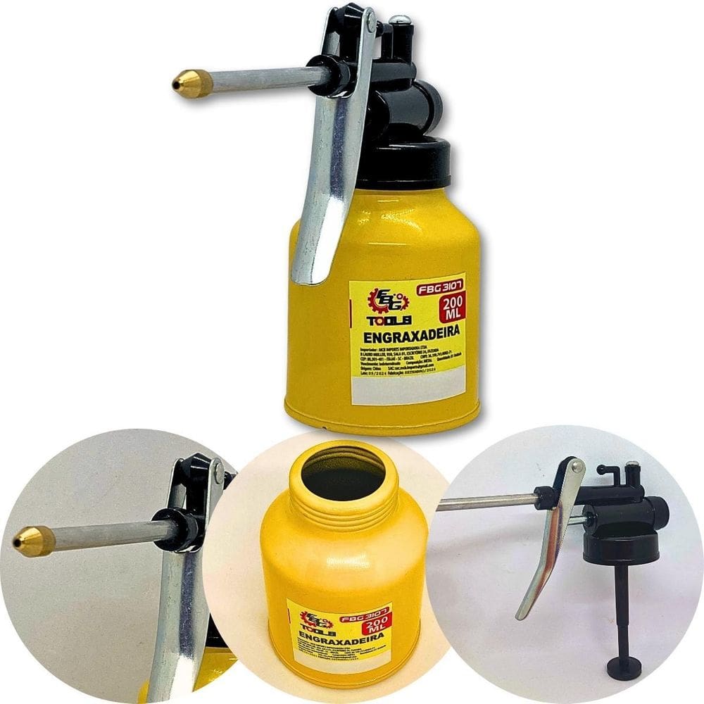 Almotolia Bomba De Óleo Engraxadeira Manual 200Ml Resistente