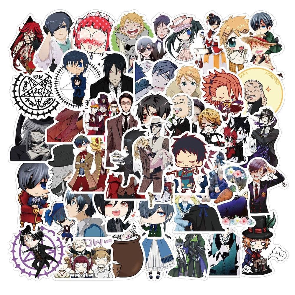 Pacote de adesivos Butlers Anime Blacks, 50 unidades com design atraente