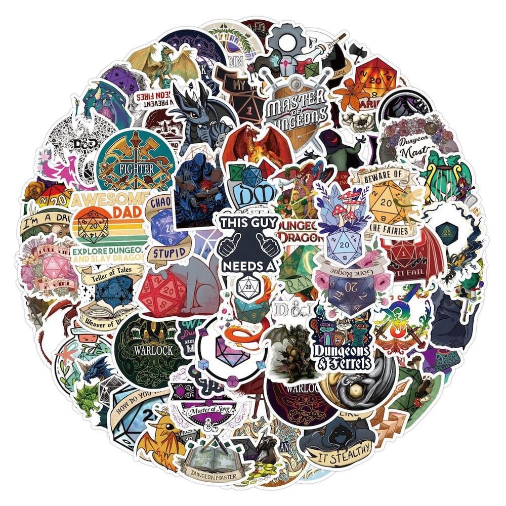 Pacote de adesivos Dungeons Dragons Anime, 100 unidades, cartão de 5 a 7 cm