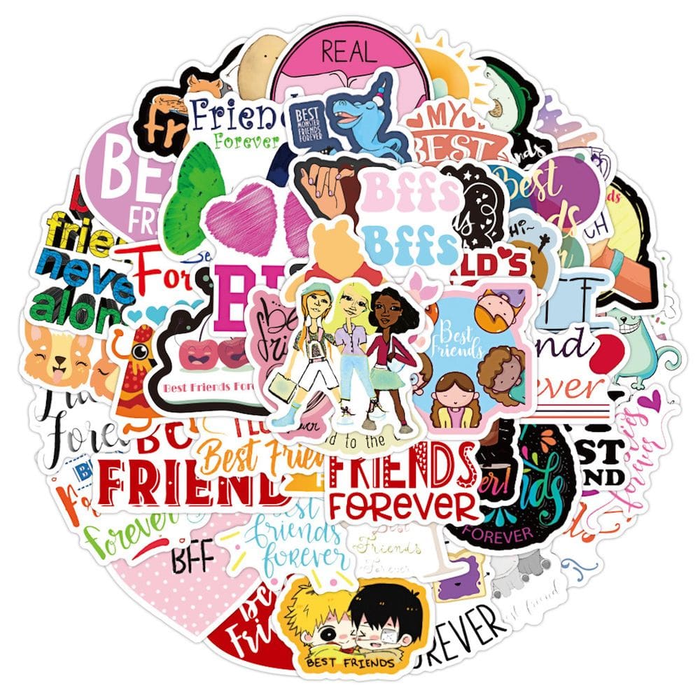 Pacote de adesivos Best Friends Anime, 50 unidades decorativas de 4 a 8 cm