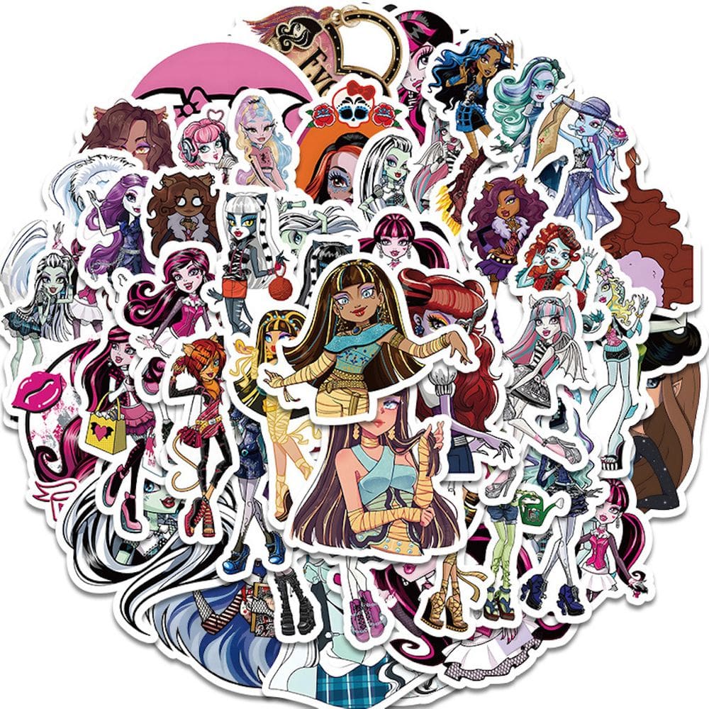 Pacote de adesivos Monsters Highs Anime 50 unidades decorativas de 5 a 8 cm