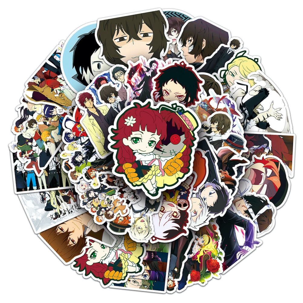Adesivos Bungo Stray Dogs Anime, pacote de 50 unidades, 3-8 cm