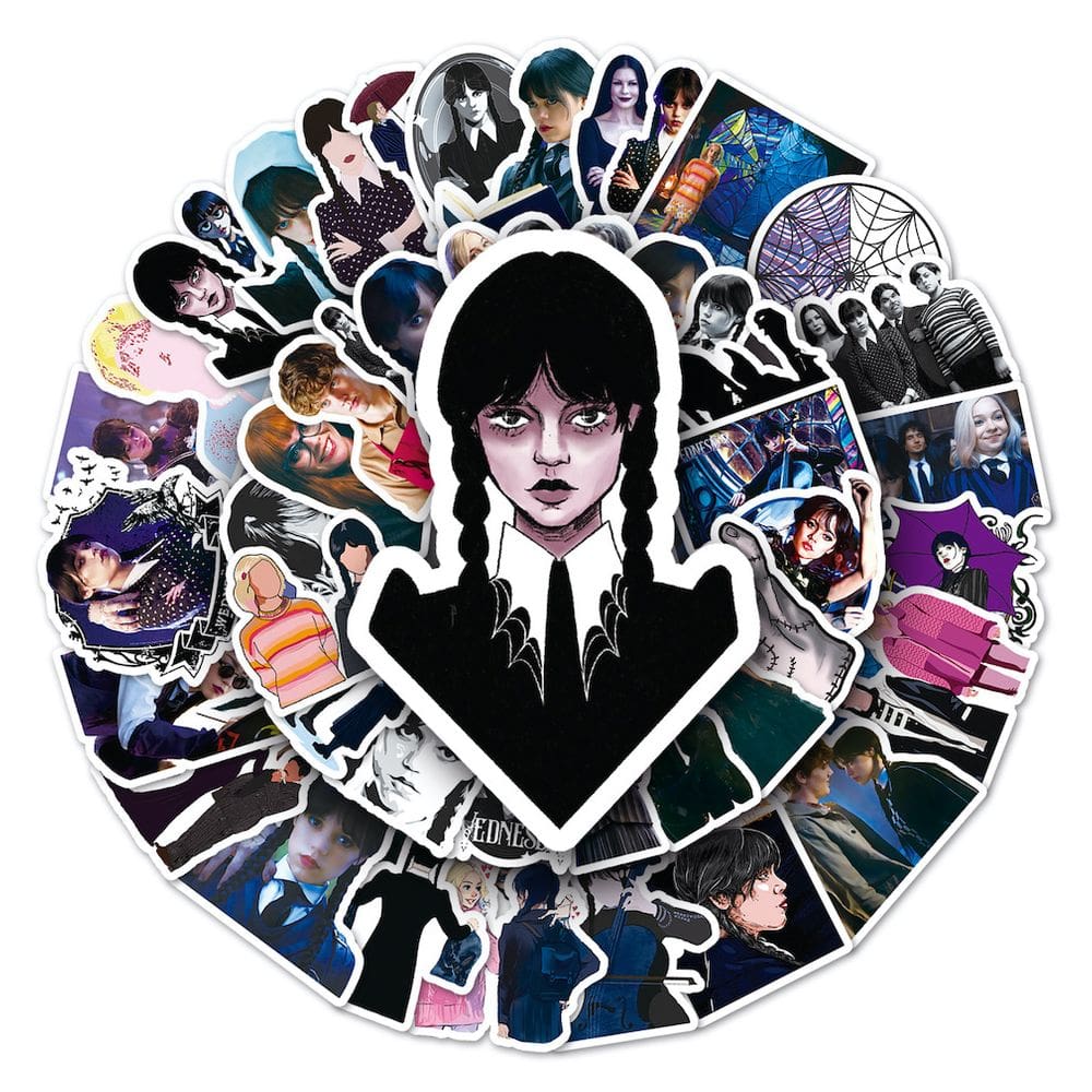 Pacote de adesivos de anime às quartas-feiras, 50 unidades de adesivos decorativos de desenhos animados