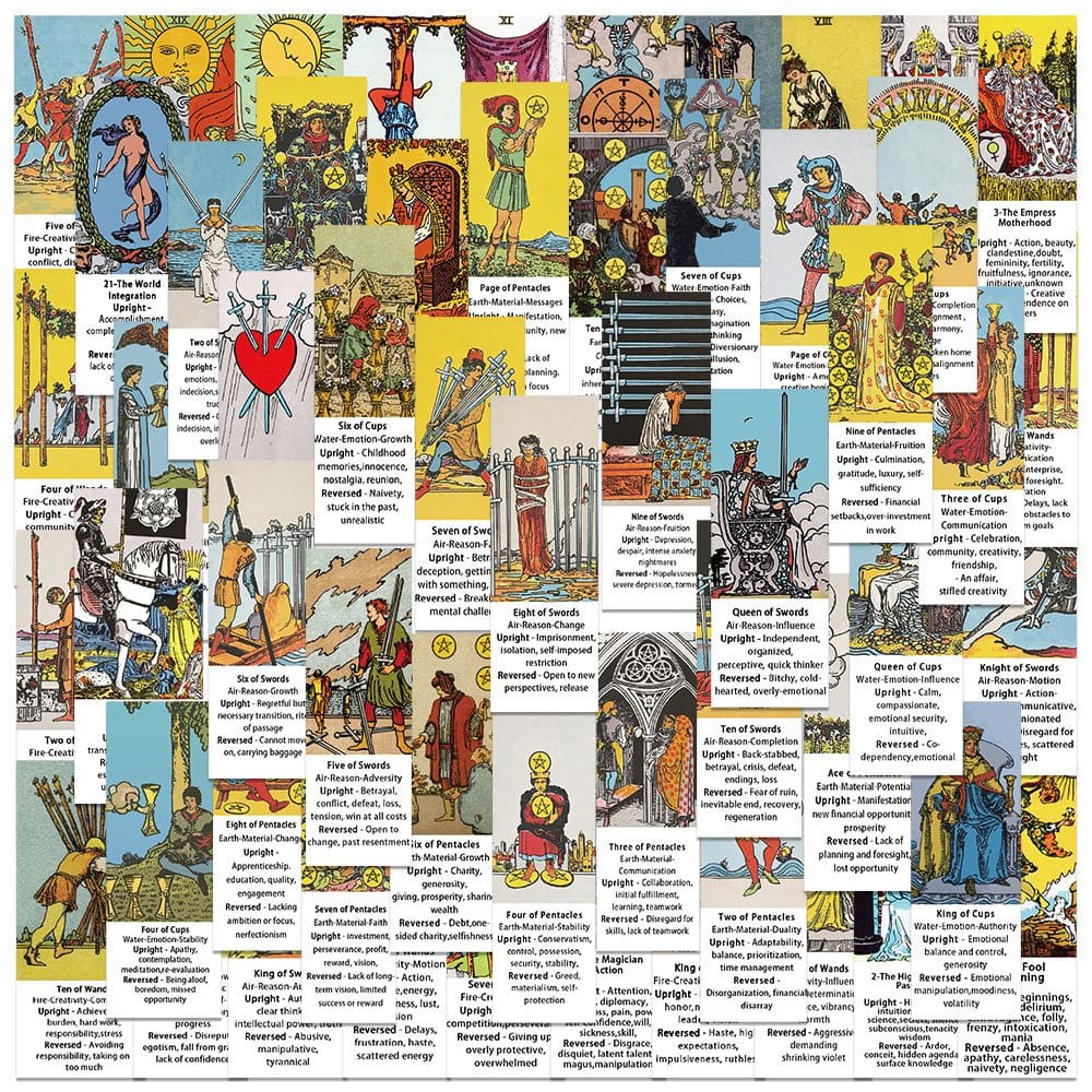 Adesivos, cartas de tarô, vinil impermeável, anime, 56 unidades/lote