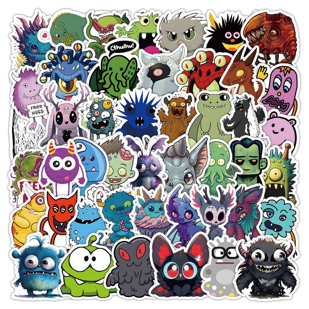 Adesivos Beasts Monsters, vinil impermeável, anime, 50 unidades