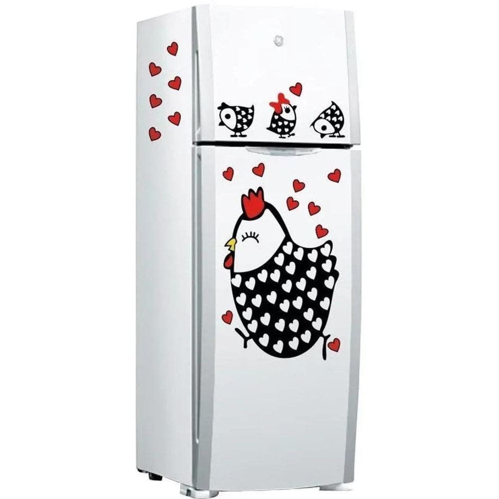 2X Adesivo Geladeira Parede Cozinha Galinha Carijo Pintinhos