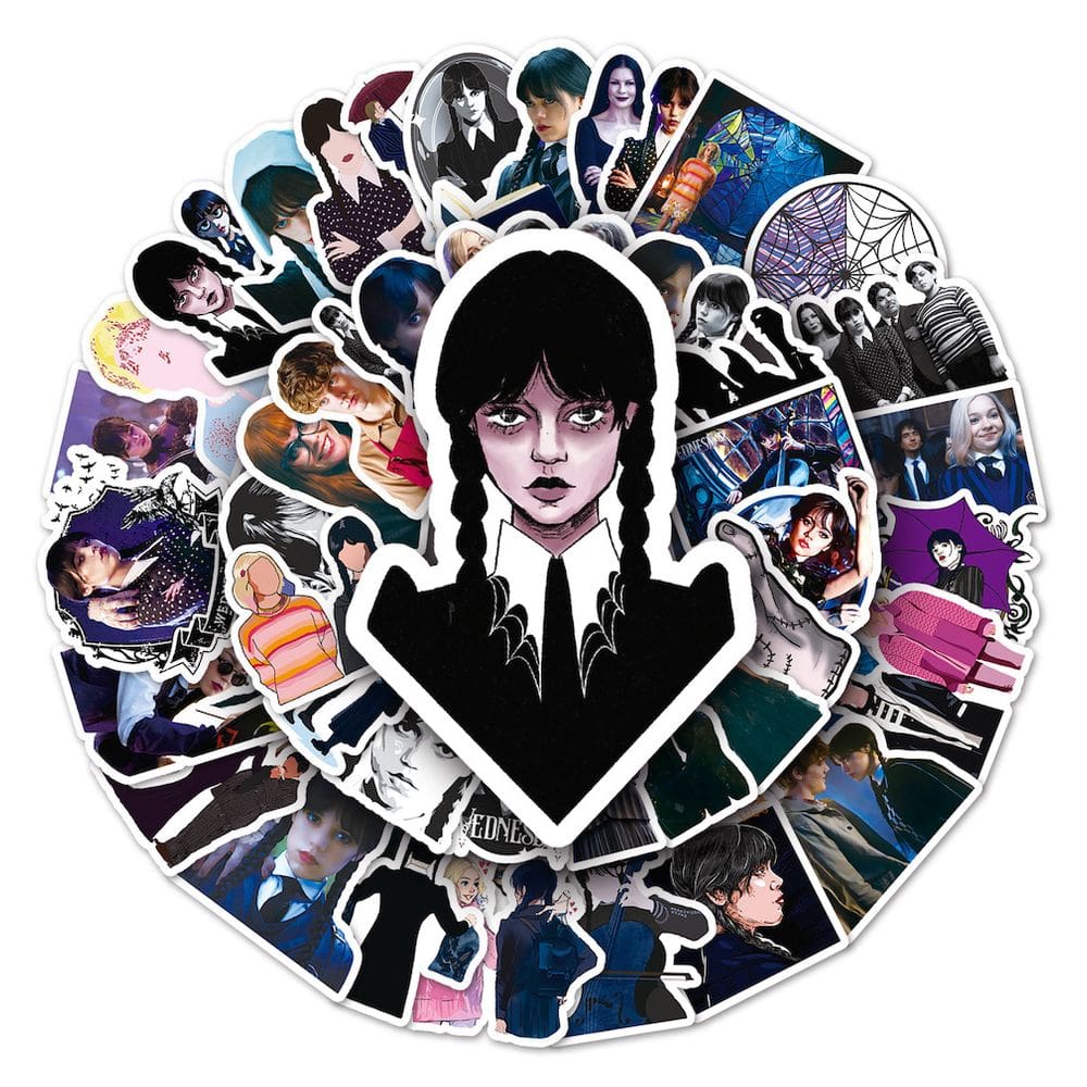 Pacote de adesivos de anime às quartas-feiras, 50 unidades de adesivos decorativos de desenhos animados