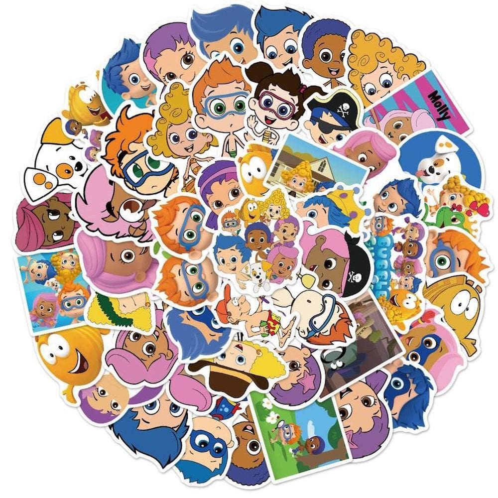 Adesivos Bubbls Guppies Anime, pacote de 50 unidades, 4-7 cm, decorativos