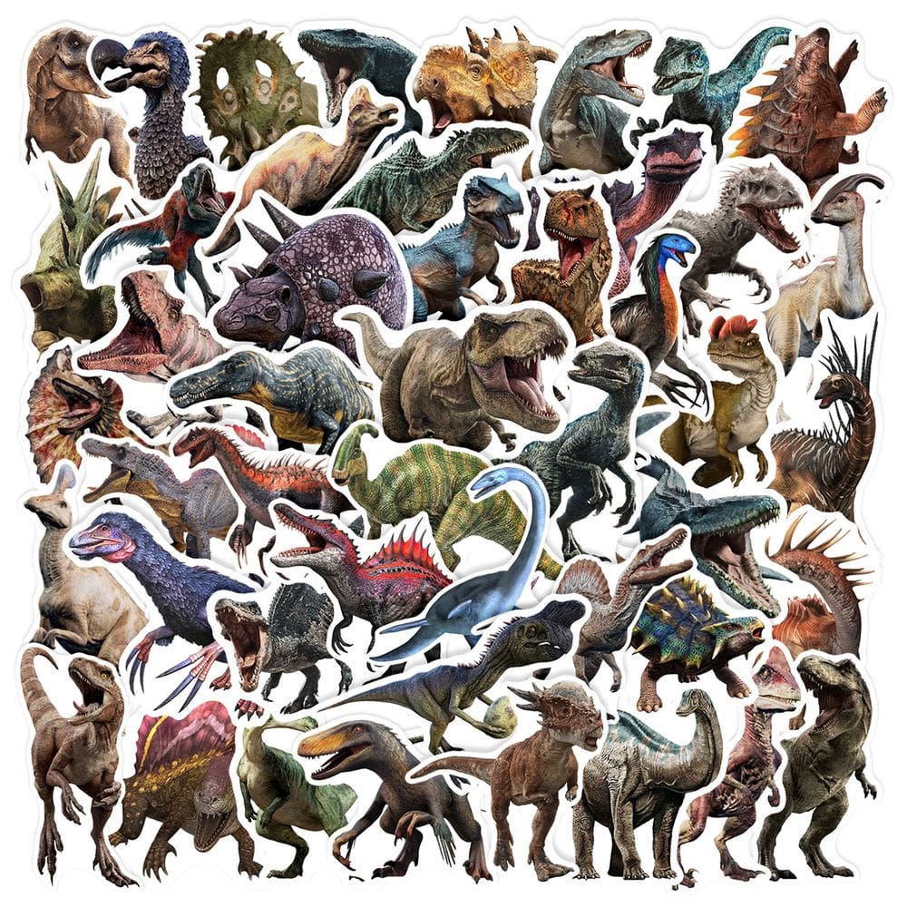 Adesivos Jurassics Dinosaurs em vinil impermeável 50 unidades/lote