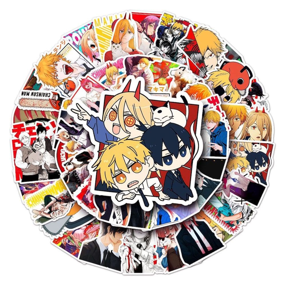 Pacote de adesivos Chainsaws Mans Anime 51 unidades 4-8 cm