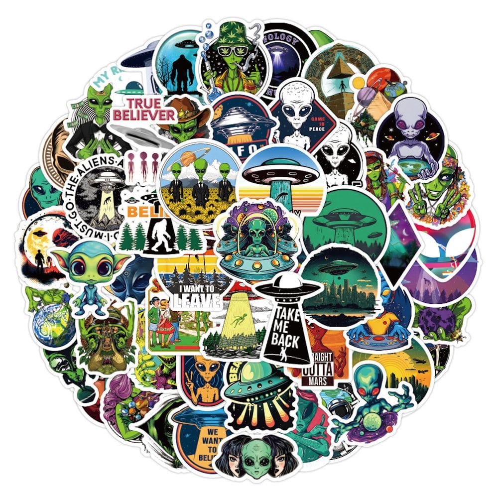 Pacote de adesivos Aliens Anime 60 unidades decorativas de desenhos animados de 5 a 7 cm