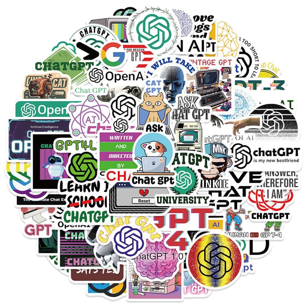 Pacote de adesivos Chatgpts Anime 60 unidades de adesivos decorativos de desenhos animados