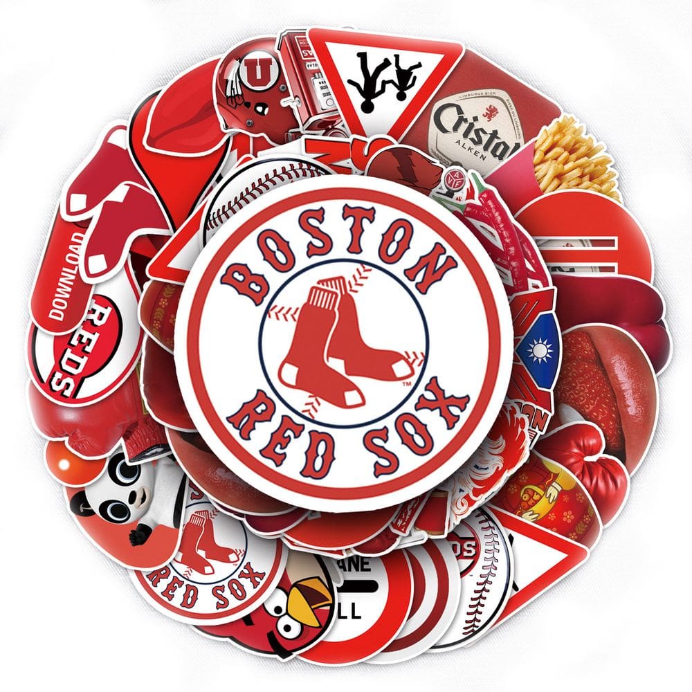 Adesivos de vinil impermeável Boston Red Sox, anime, 50 unidades