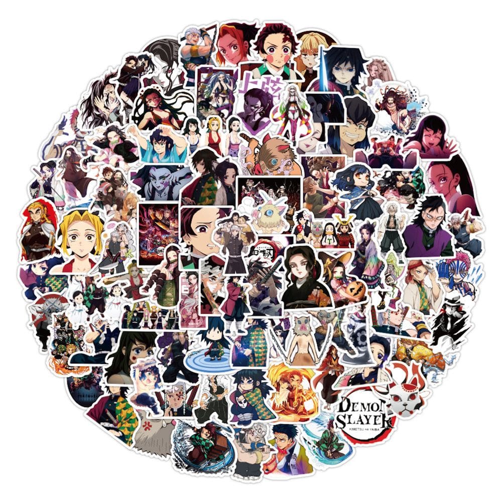 Pacote de adesivos Kimetsu No Yaiba Anime 100 unidades 4-8 cm