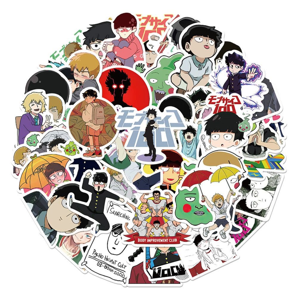 Pacote de adesivos Mob Psycho 100 Anime 52 unidades