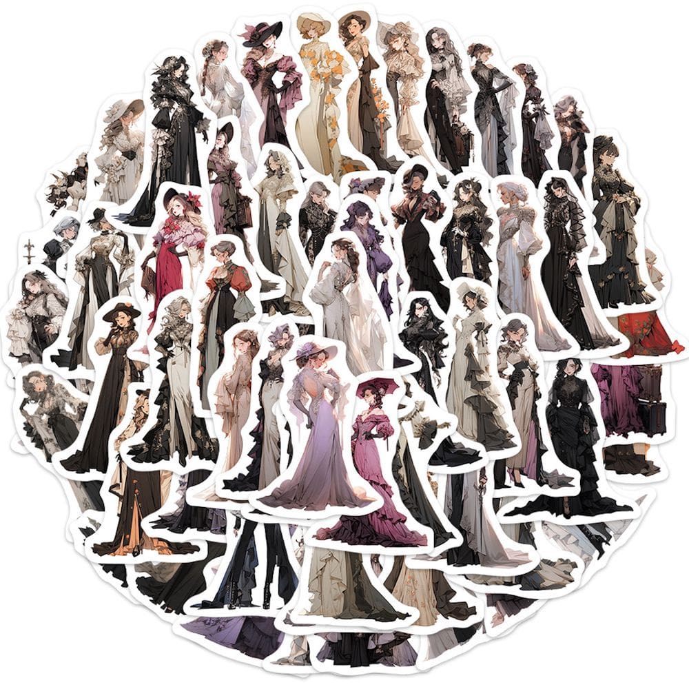 Pacote de adesivos: 60 peças de vestido de anime decorativo para bricolage [4-8 cm]