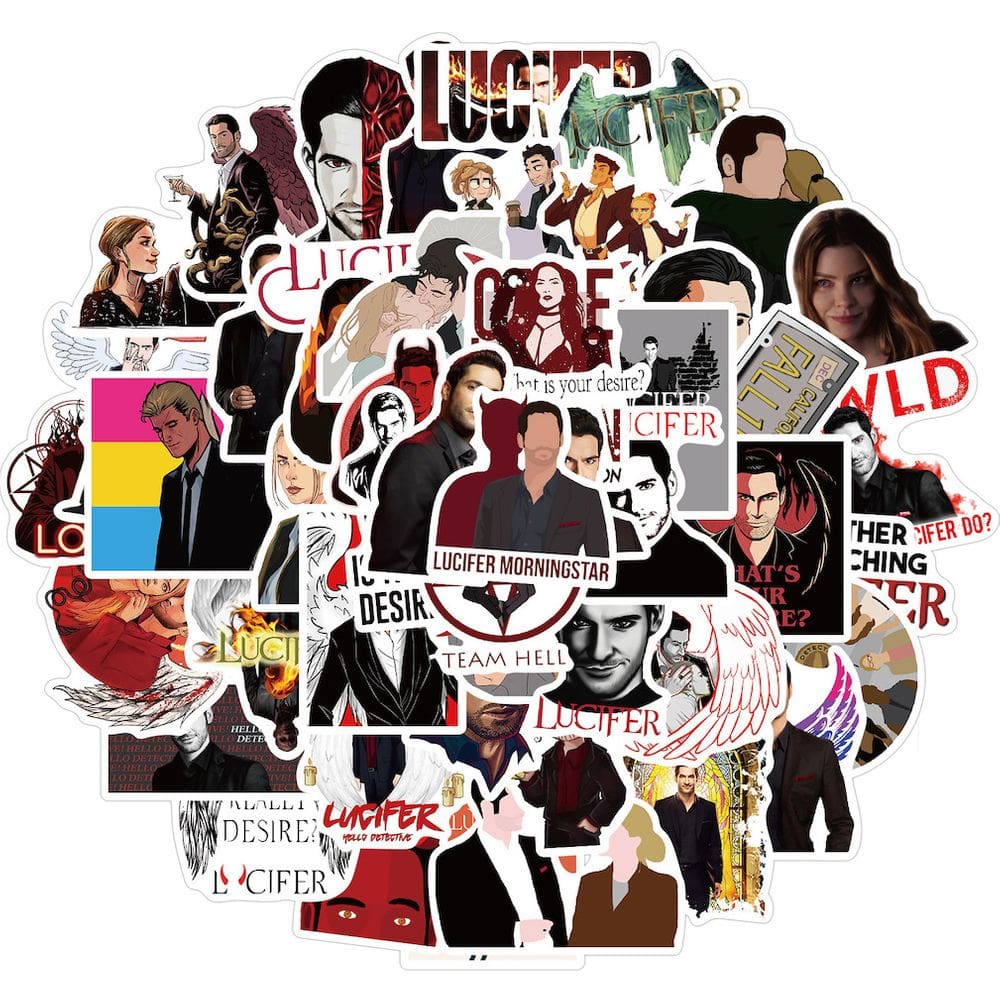 Pacote de adesivos Lucifers Anime, 50 unidades de adesivos decorativos de desenhos animados