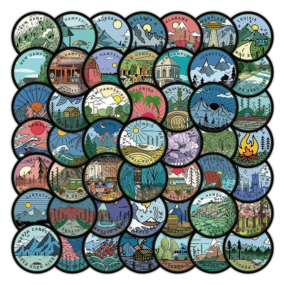 Adesivos Americans Maps, vinil impermeável, anime, 60 unidades/lote
