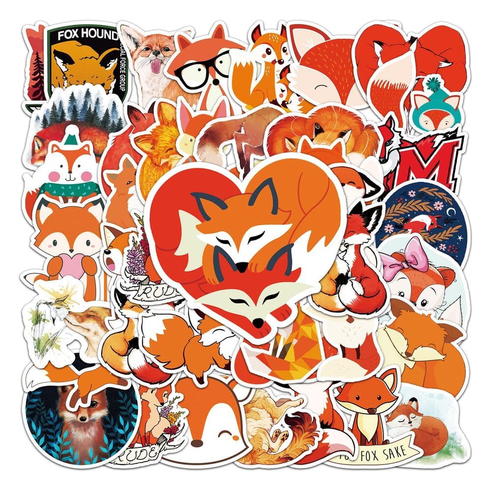 Adesivos Foxs Animals, vinil impermeável, anime, 50 unidades/lote