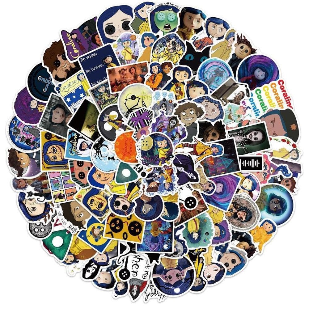 Adesivos Coralines Anime, pacote de 100 peças, palito decorativo de desenho animado