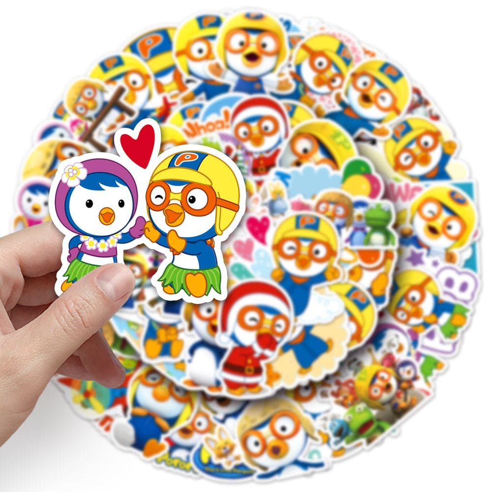 Adesivos Pororos, vinil impermeável, anime, 50 unidades/lote, 5-7 cm