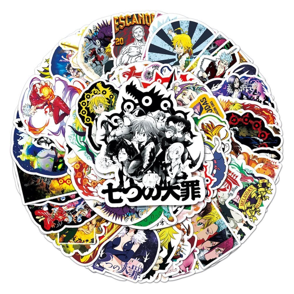 Pacote de adesivos Sevens Deadly Sins Anime 50 unidades