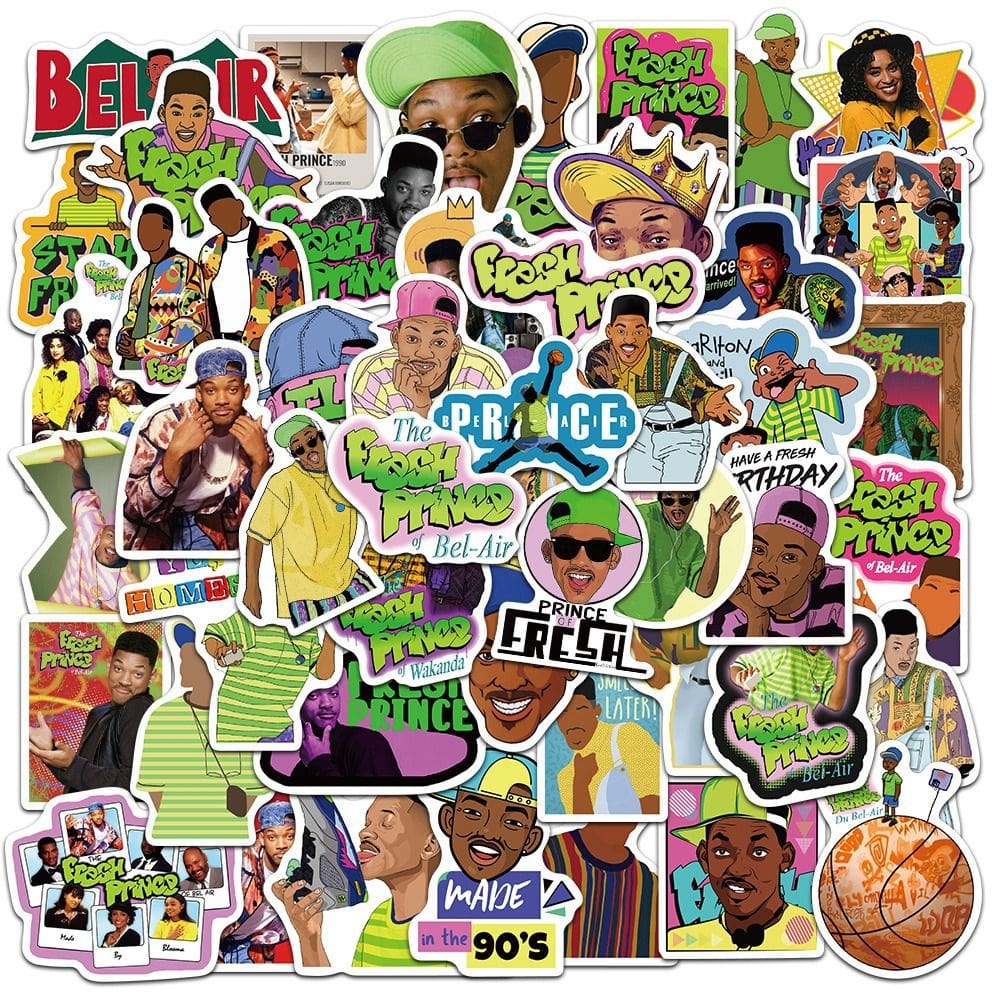 Adesivos Fresh Princes of Bels-Airs em vinil impermeável, 50 unidades