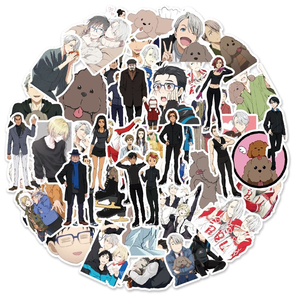 Adesivos Yuris On Ices, vinil impermeável, anime, 50 unidades/lote