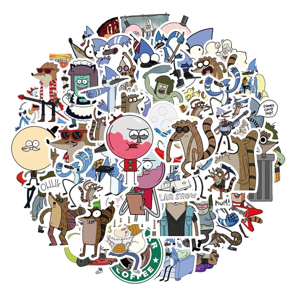Pacote de adesivos Tianbing Park Regular Show Anime 53 unidades