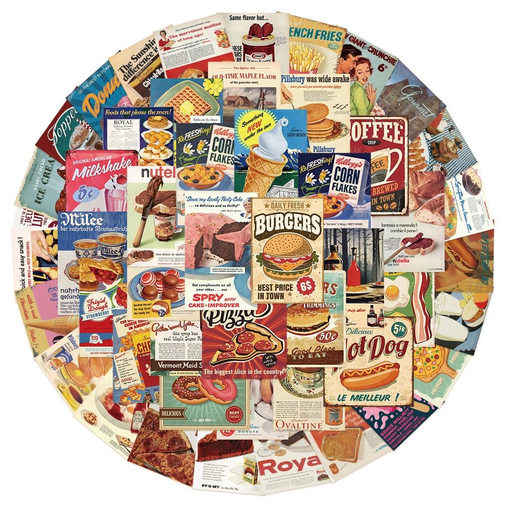 Adesivos retrô Food Waterproof Vinyl Anime 50 unidades/lote
