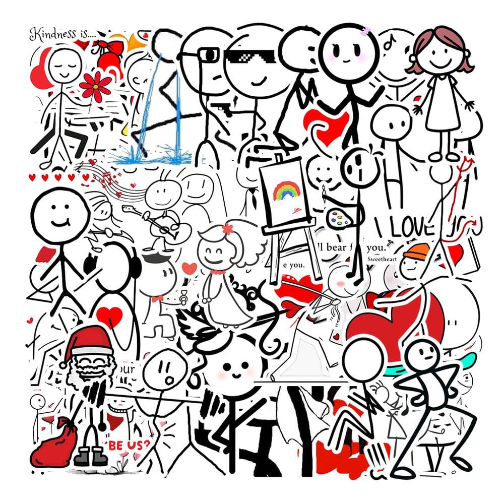 Adesivos Matchsticks, vinil impermeável masculino, anime, 54 unidades