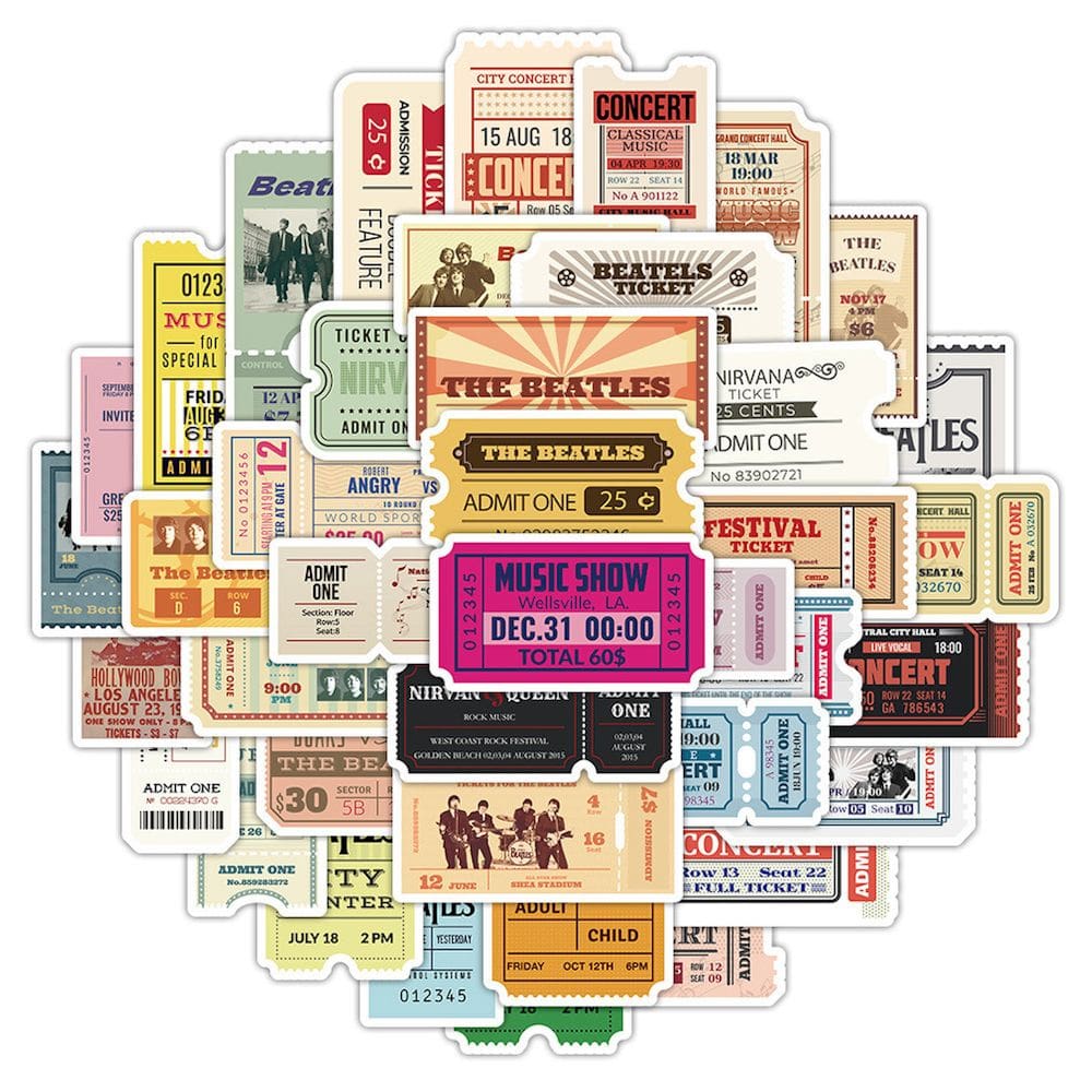 Pacote de adesivos Retro Band Ticket Anime, 60 unidades