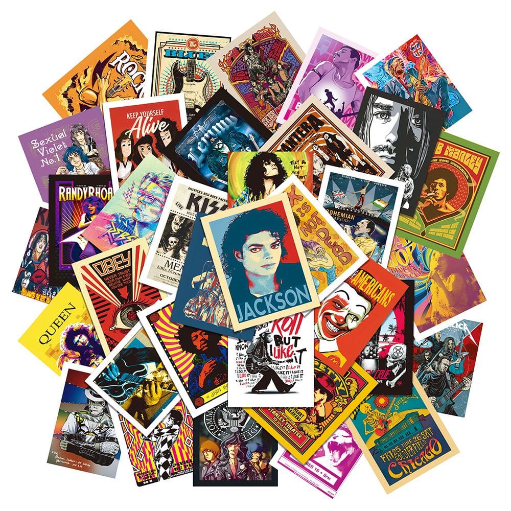 Adesivos Rocks Musics em vinil impermeável Anime 50 unidades/lote