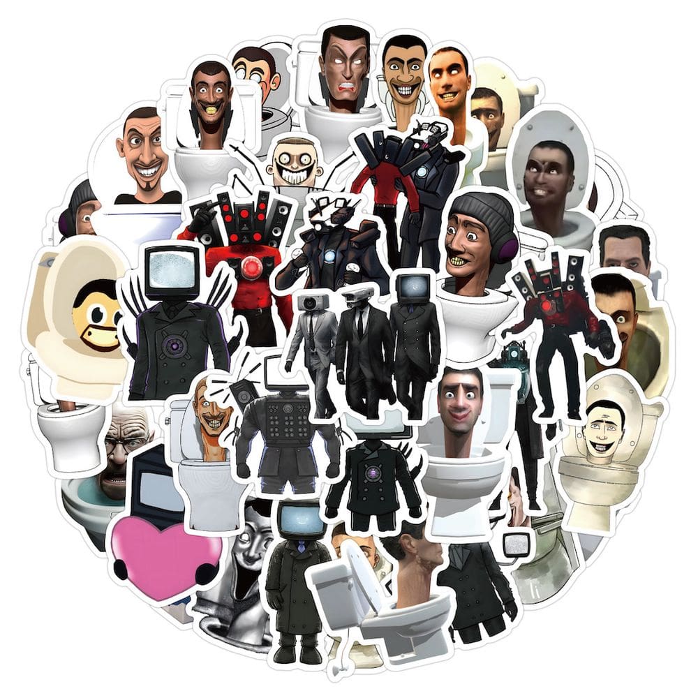 Pacote de adesivos Skibidiss Toilets Anime 60 unidades de cartão decorativo