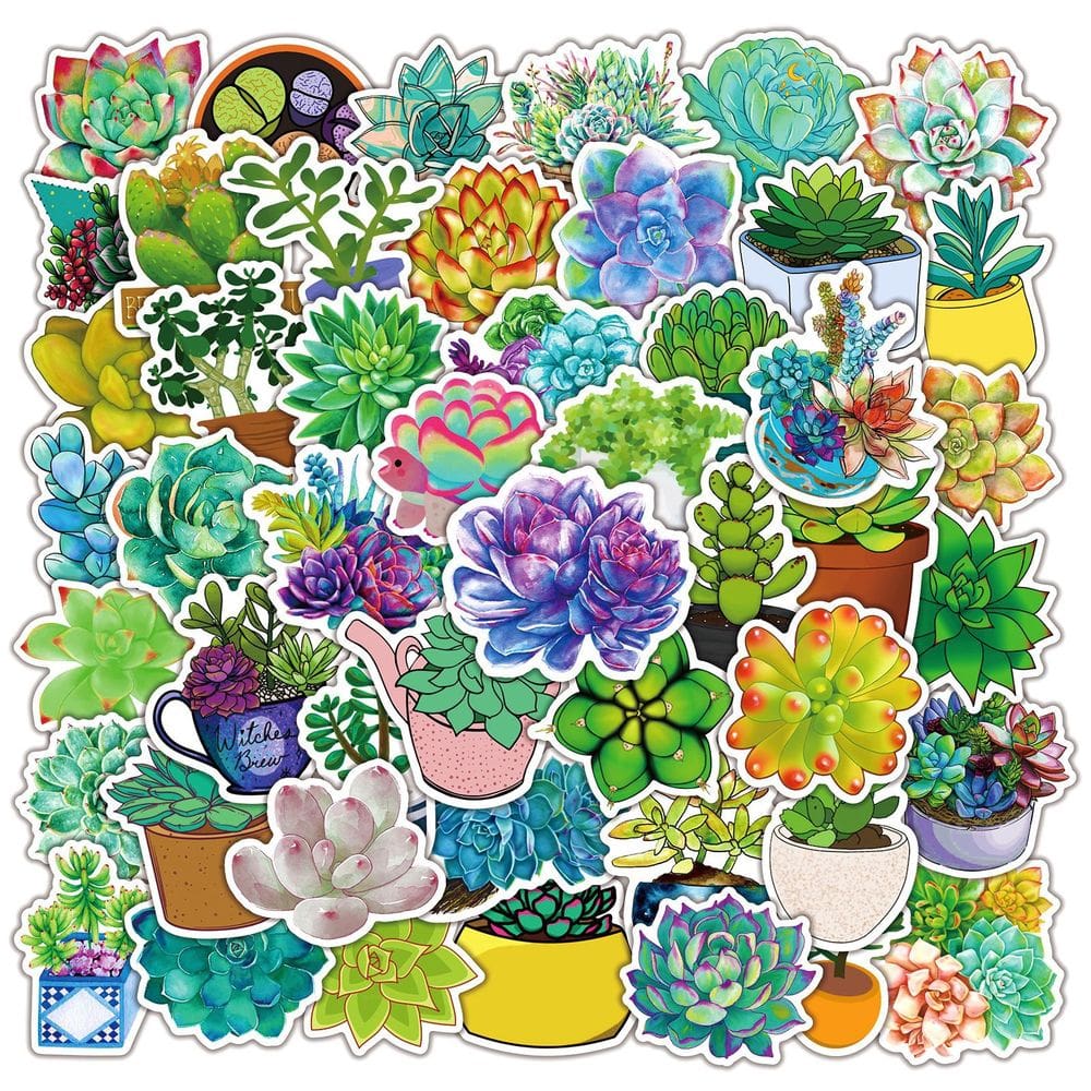 Adesivos Suculents Plants Waterproof Vinyl Anime x50