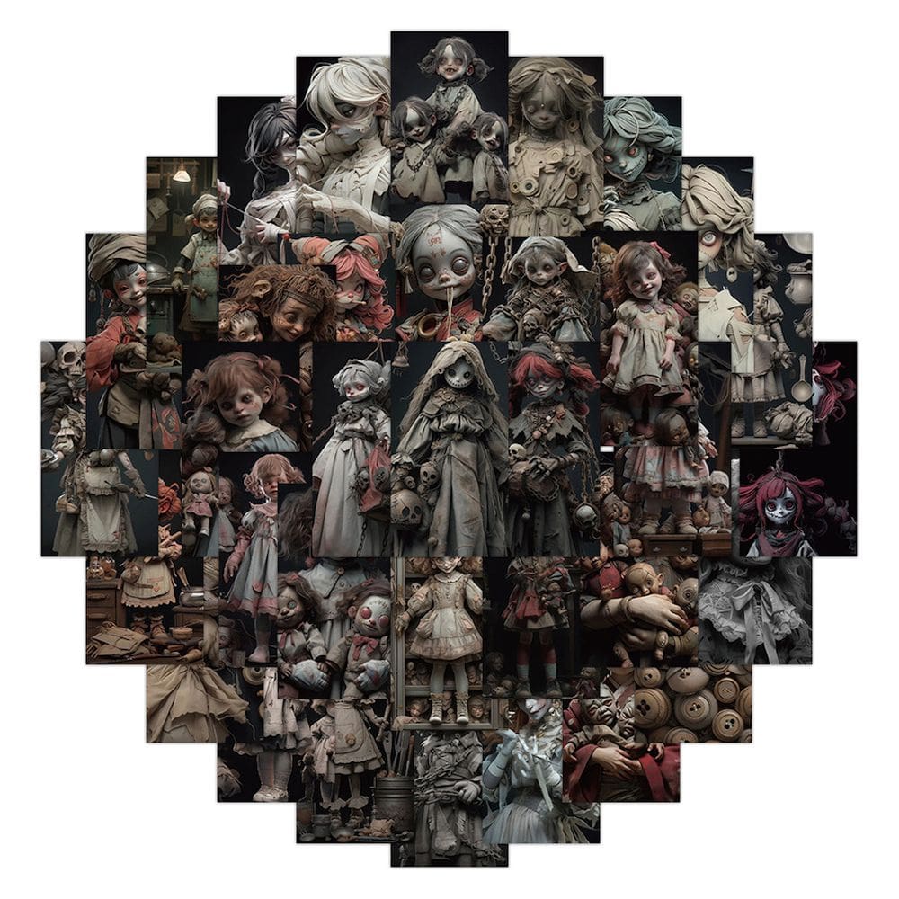 Pacote de adesivos Scary Ghost Doll Halloween Anime 63 unidades