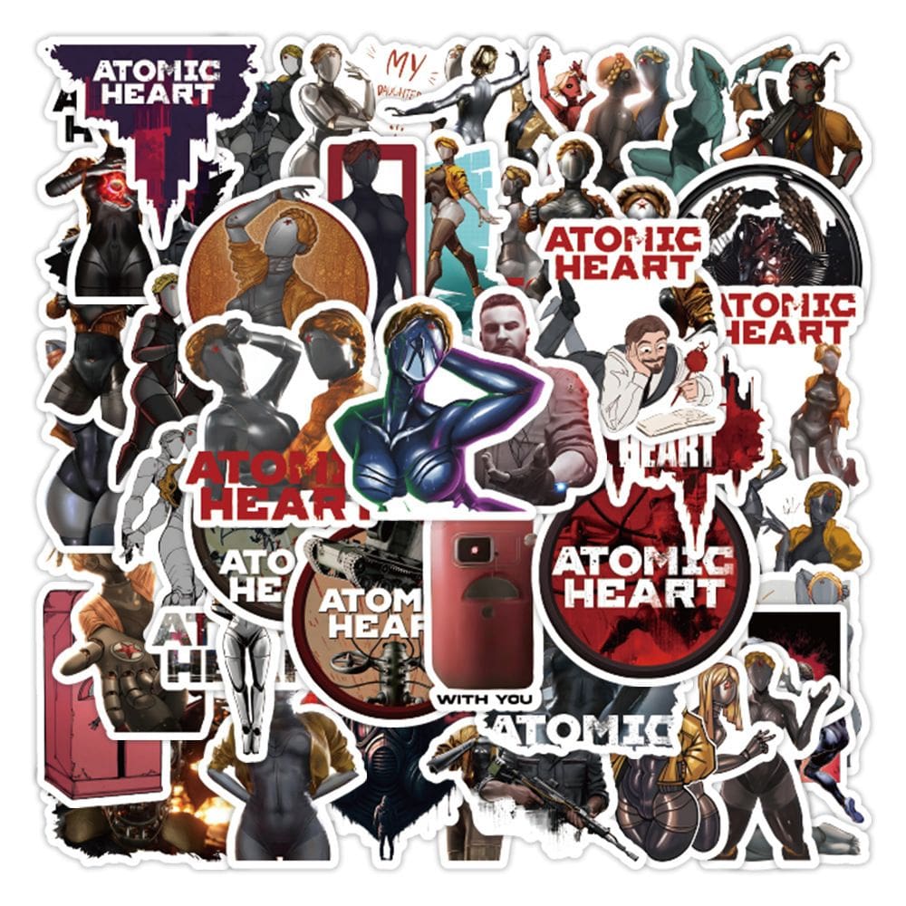 Adesivos Atomics Hearts, vinil impermeável, anime, 50 unidades