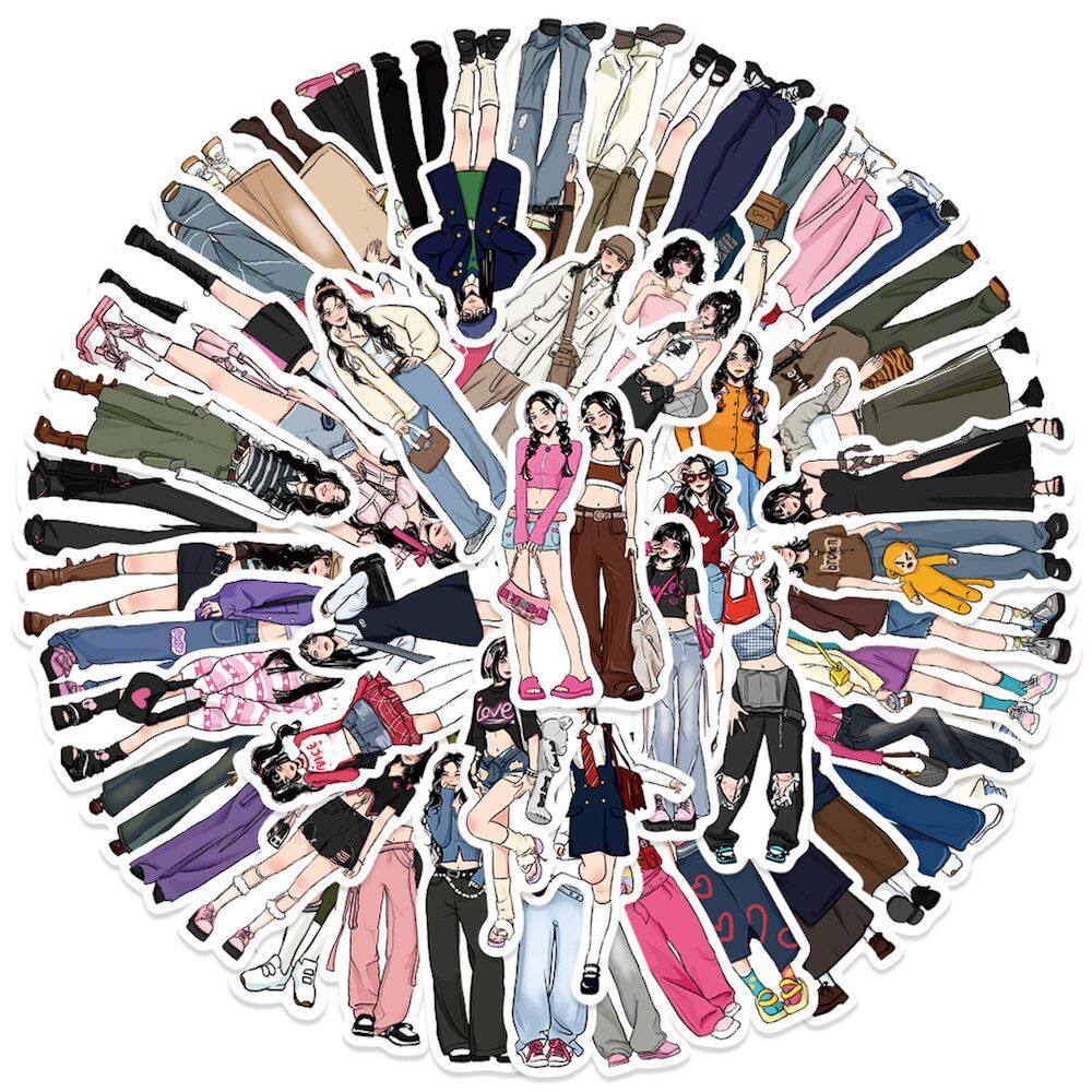 Pacote de adesivos Mocha Girl`s Versatiles Anime 65 unidades 4-8 cm